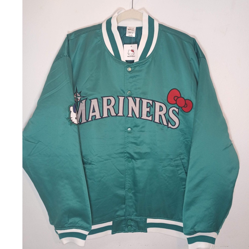 Seattle Mariners Hello Kitty Satin Varsity Jacket Teal XL BDA Sports MLB 9/8/26